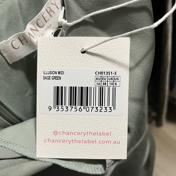 Chancery Satin Sage Green Midi Dress size 12 - Picture 3 of 4